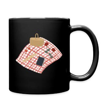 Rustic Picnic Scene Illustration - Full Colour Mug - black - Right
