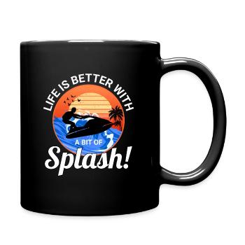 Splash Lover Ocean Sonnenuntergang Jetski Stil - Tasse einfarbig - Schwarz - Rechts