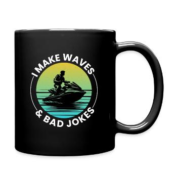 Funny Jetski Rider Saying Make Waves & Laugh  - Full Colour Mug - black - Right