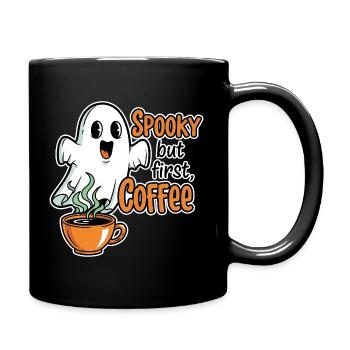 Spooky Ghost with Coffee Humor - Full Colour Mug - black - Right