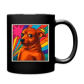 Pop Art Chihuahua Illustration, Meme Dog Lover  - Full Colour Mug - black - Right