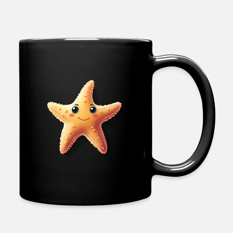 Niedlicher Seestern mit Lachen - Tasse einfarbig - Schwarz
