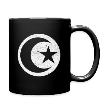 Crescent and star islam white circle - Full Colour Mug - black - Right