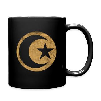 Halbmond und Stern Islam goldener Kreis - Tasse einfarbig - Schwarz - Rechts