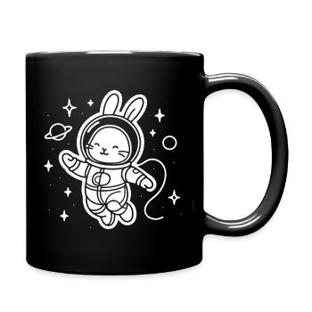 Space bunny in astronaut suit - Full Colour Mug - black - Right