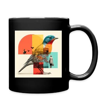 Shapeshifting bird in colorful collage - Full Colour Mug - black - Right