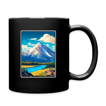 Mount Katahdin USA Vintage-Reiseplakat Cityscape - Tasse einfarbig - Schwarz - Rechts
