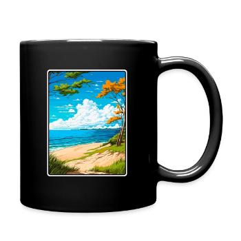 Lake Michigan USA Vintage-Reiseplakat Stadtlandschaft - Tasse einfarbig - Schwarz - Rechts