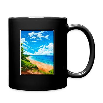 Lake Michigan USA Vintage-Reiseplakat Stadtlandschaft - Tasse einfarbig - Schwarz - Rechts