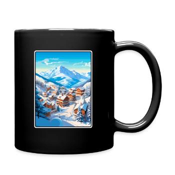 Meribel France Vintage-Reiseplakat Cityscape WPA - Tasse einfarbig - Schwarz - Rechts