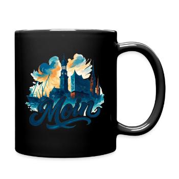 Hamburg Moin Stadt Silhouette maritim Geschenk - Tasse einfarbig - Schwarz - Rechts