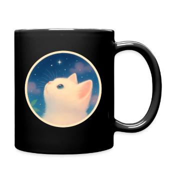 Dreamy kitten under a starry sky - Full Colour Mug - black - Right
