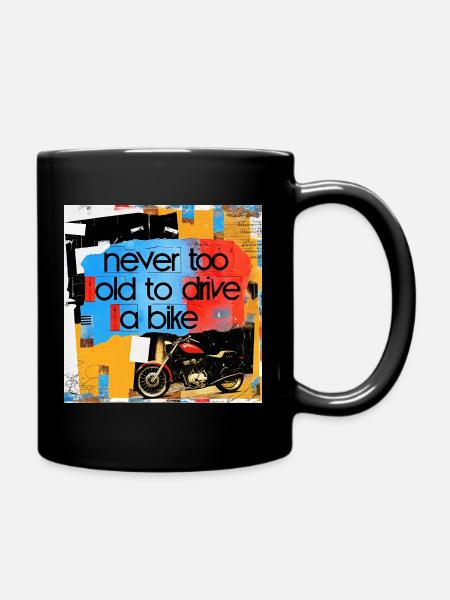Life motto with motorcycle art - Full Colour Mug - black