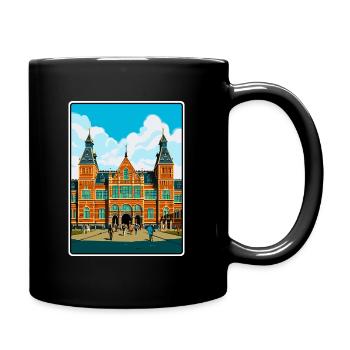 Rijksmuseum Niederlande Reiseplakat Cityscape - Tasse einfarbig - Schwarz - Rechts