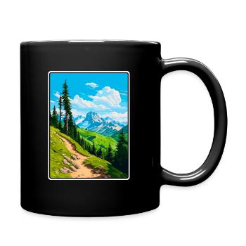 Piz Badile Schweiz Reiseplakat Cityscape WPA - Tasse einfarbig - Schwarz - Rechts