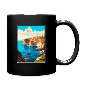 Dubrovnik Croatia Vintage Travel Poster Cityscape - Full Colour Mug - black - Right