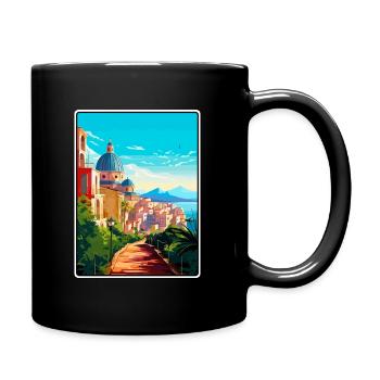 Cagliari Italien Mittelmeer Sonnenaufgang Reiseposter - Tasse einfarbig - Schwarz - Rechts