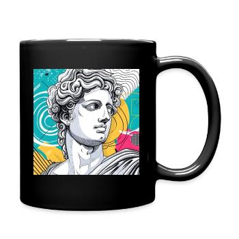 Bunte abstrakte Mythologie-Statue - Tasse einfarbig - Schwarz - Rechts