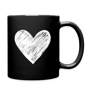 Simple heart drawing for love - Full Colour Mug - black - Right