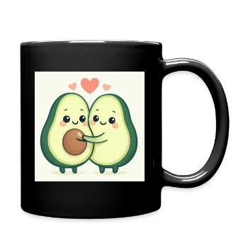 Kuschelige Avocado-Liebesgeschichte I Avocado Love - Tasse einfarbig - Schwarz - Rechts