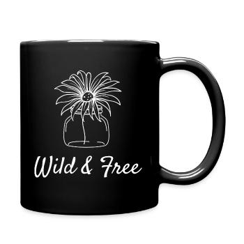 Wilde & kostenlose florale Illustration - Tasse einfarbig - Schwarz - Rechts