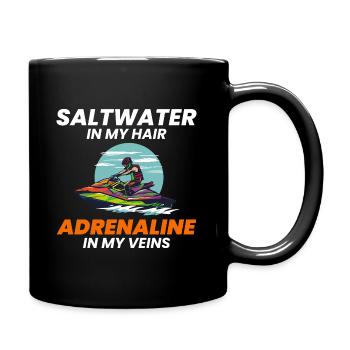 Saltwater Hair Adrenaline Jetski Design  - Full Colour Mug - black - Right