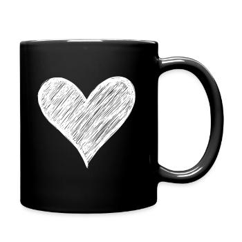 Hand-drawn heart motif - Full Colour Mug - black - Right
