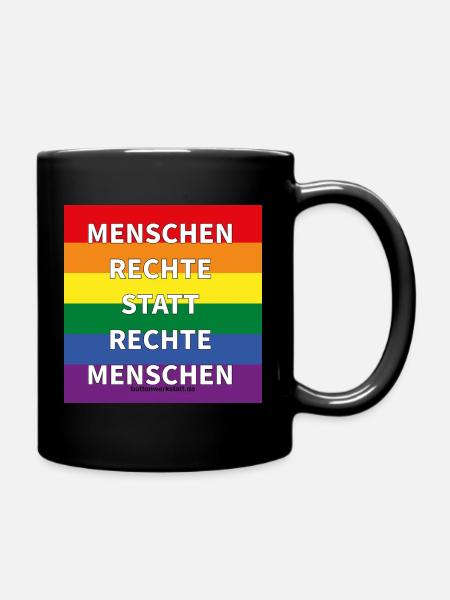 Menschenrechte statt rechte Menschen - Tasse einfarbig - Schwarz