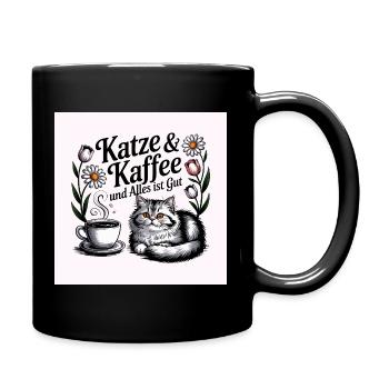 Cats and coffee my therapy - Full Colour Mug - black - Right
