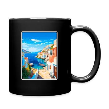 Milos Griechenland Vintage-Reiseplakat Cityscape WPA - Tasse einfarbig - Schwarz - Rechts