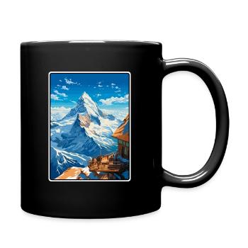 Piz Gloria Schweiz Reiseplakat Cityscape WPA - Tasse einfarbig - Schwarz - Rechts