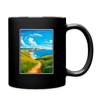 Pembrokeshire Wales Reiseplakat Stadtbild WPA - Tasse einfarbig - Schwarz - Rechts