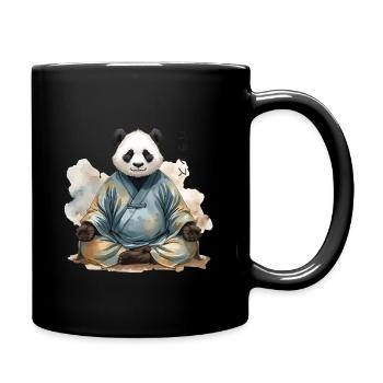 Wasserfarben Panda – Zen Kunst im Japan Stil - Tasse einfarbig - Schwarz - Rechts