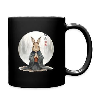 Wasserfarben Hase – Zen Meditation Japanese Kunst - Tasse einfarbig - Schwarz - Rechts
