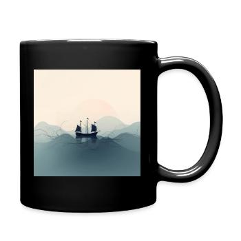 Voilier dans l’océan minimaliste - Mug uni - noir - Droite