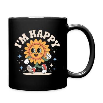 Retro Happy Sunflower - Full Colour Mug - black - Right
