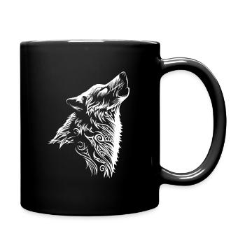 Wolf Tribal Wolf Head Tattoo - Full Colour Mug - black - Right