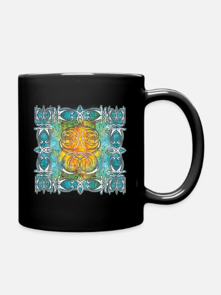 Celtic pattern with sun motifs - Full Colour Mug - black