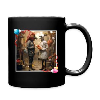Verliebte Pärchen Antrag Vogelmasken Blumenladen - Tasse einfarbig - Schwarz - Rechts
