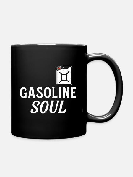 Gasoline Soul – Vintage Biker Design - Full Colour Mug - black