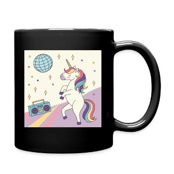 Einhorn Party Disco - Tasse einfarbig - Schwarz - Rechts