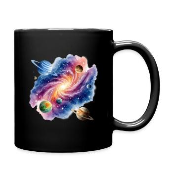 Galactic vortex with planetary constellations - Full Colour Mug - black - Right
