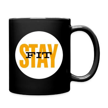 Motivierendes Stay Fit Design - Tasse einfarbig - Schwarz - Rechts