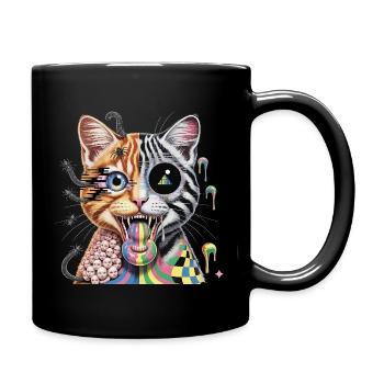 Neon Cyber Cat Fusion Art - Mug uni - noir - Droite