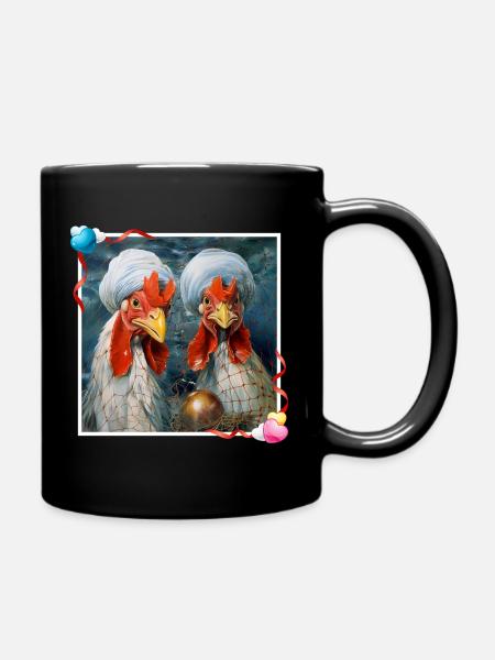Kreative surreal Hahnen-Dekore mit Turban Netzwerk - Tasse einfarbig - Schwarz