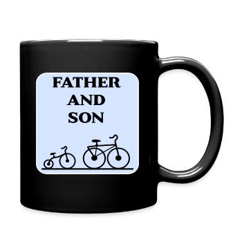 Radfahren mit Vater und Sohn - Tasse einfarbig - Schwarz - Rechts
