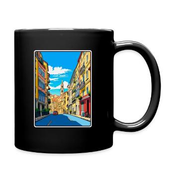 Bilbao, Espagne, ville vivante, scène de rue, Affiche de voyage - Mug uni - noir - Droite