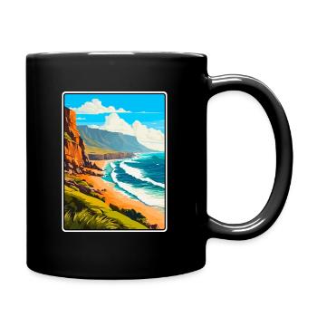 Fuerteventura Spanien Reiseplakat Cityscape WPA - Tasse einfarbig - Schwarz - Rechts