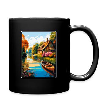 Giethoorn Netherlands Autumn River Travel Poster - Full Colour Mug - black - Right
