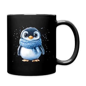 Cute Winter Penguin in Blue - Full Colour Mug - black - Right